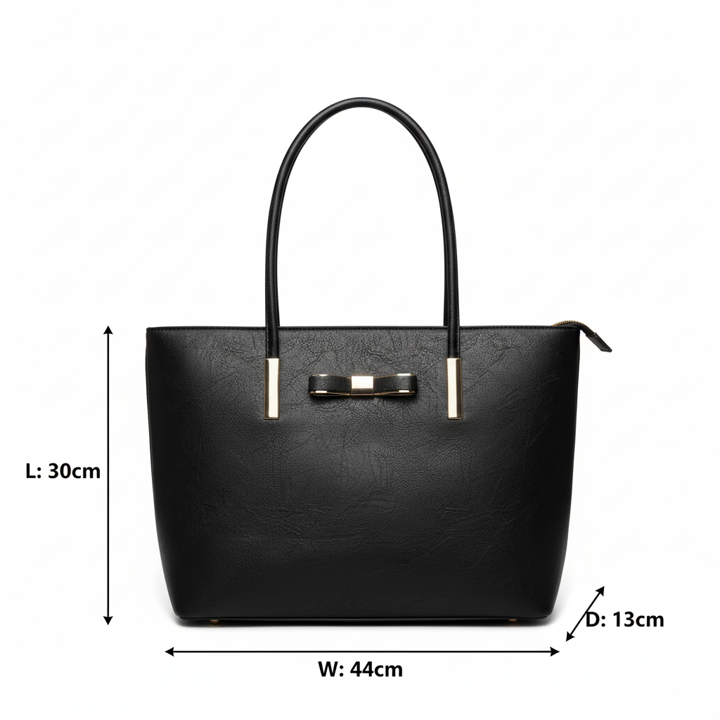 Black Tote Bag - Dimensions