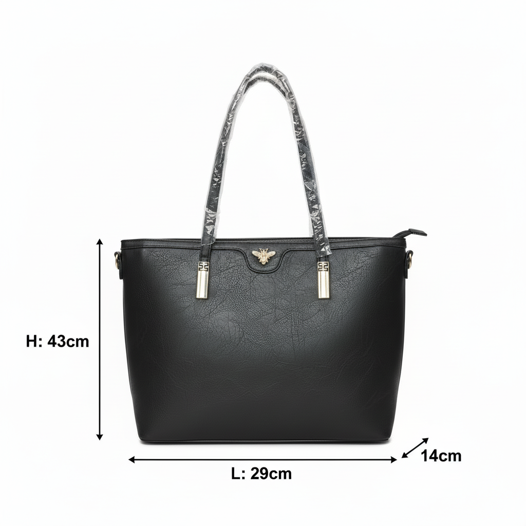 Black Tote Bag with H and L Dimensions
