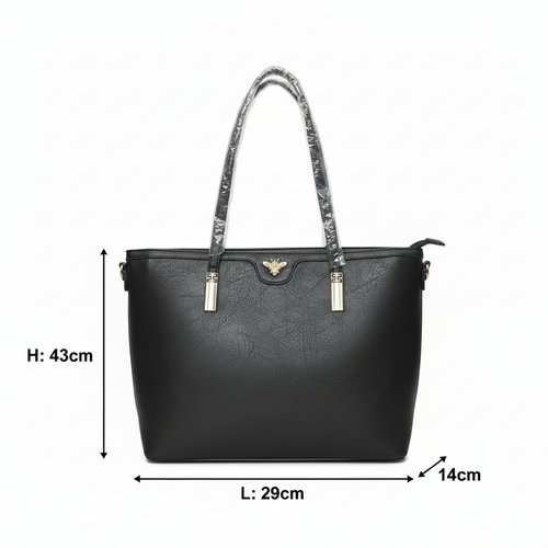 Black Tote Bag with H and L Dimensions