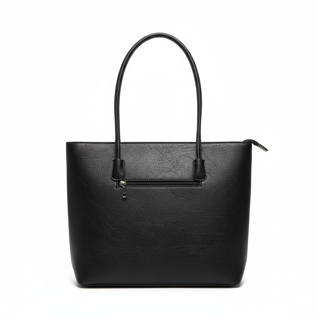 Black Tote Handbag with Gold Hardware