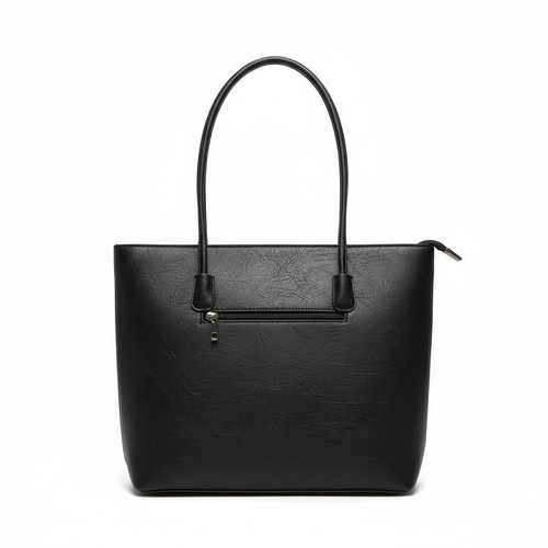 Black Tote Handbag with Gold Hardware
