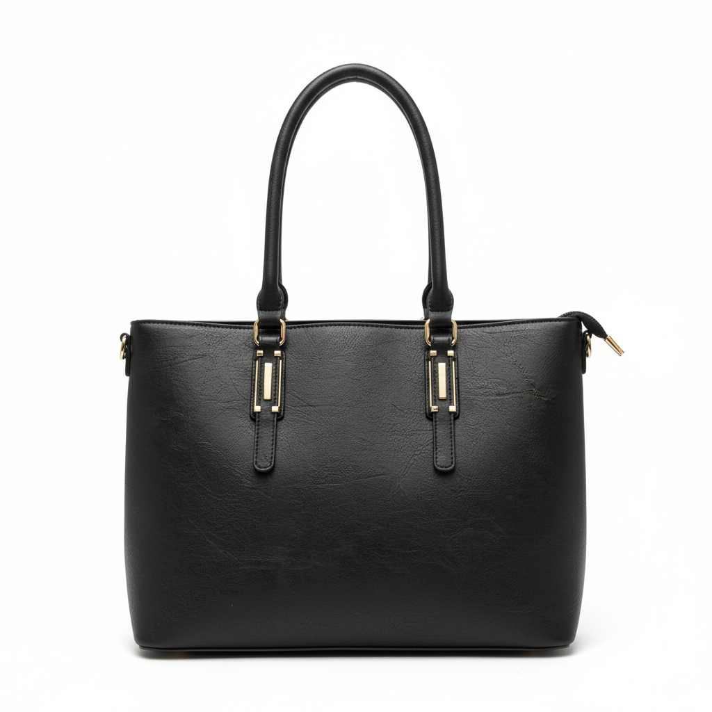 Black Shoulder Handbag with Adjustable Strap