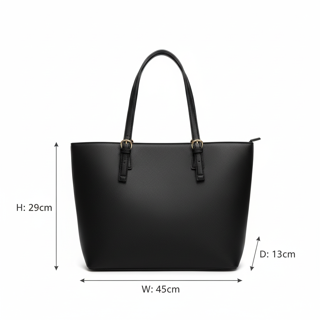 Black Tote shoulder handbag adjustable straps