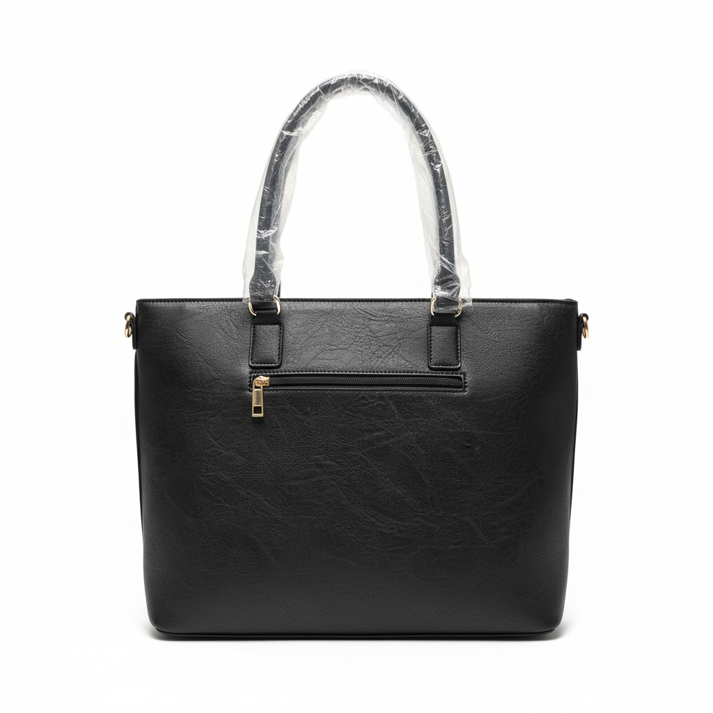 Black Shoulder Handbag with Adjustable Strap