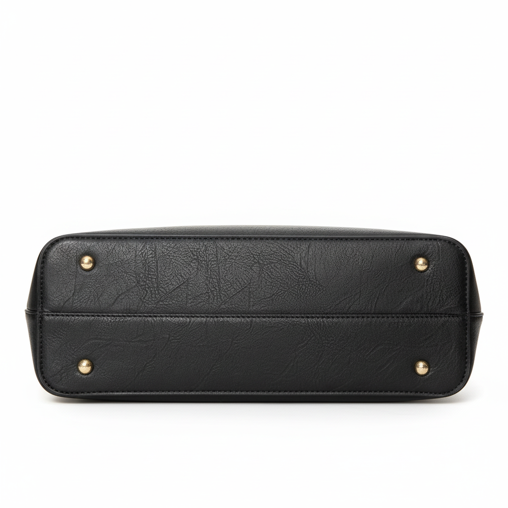 Black Tote Handbag with Gold Hardware