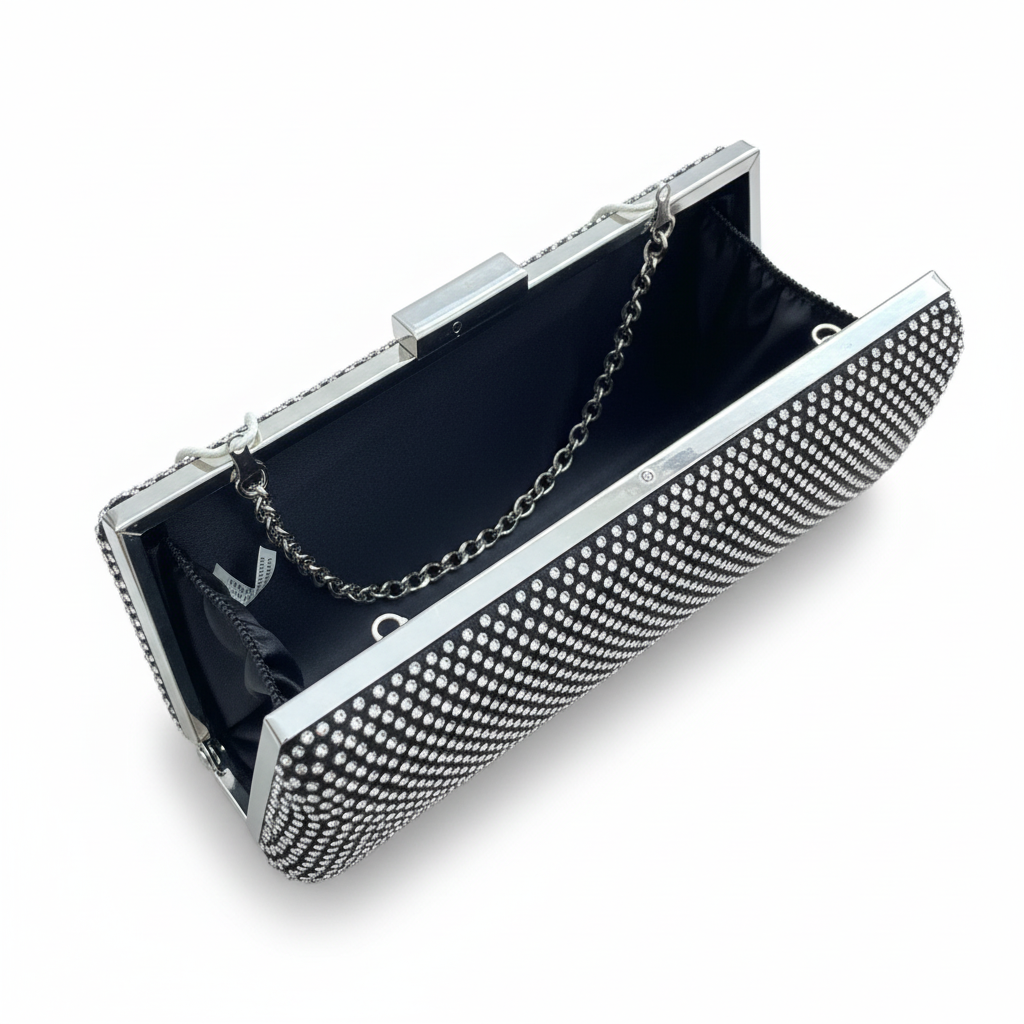 Diamante Clutch Bag with Chain Crossbody Strap