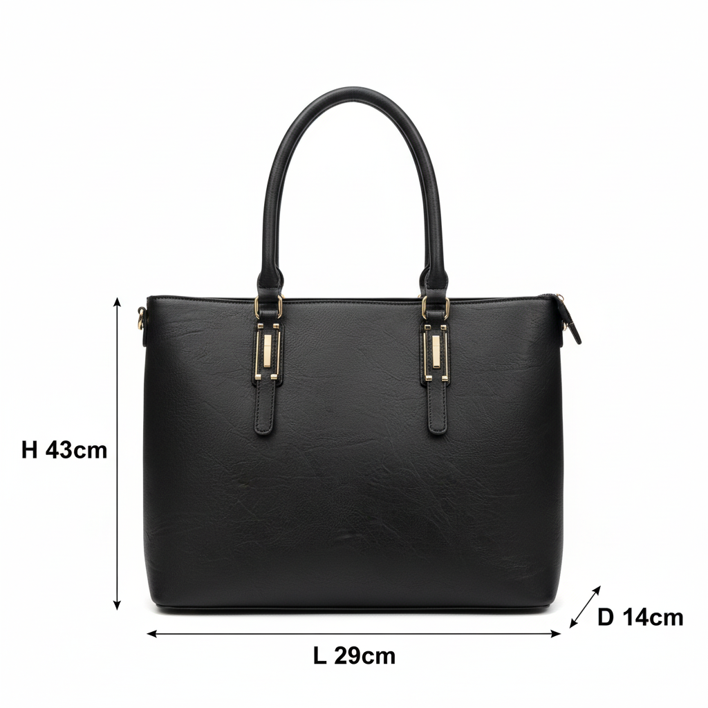 Black Shoulder Handbag with Adjustable Strap
