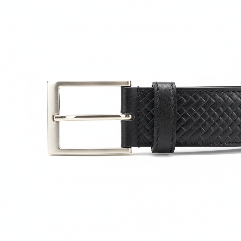 Men's Black Embossed Leather Belt 132cm Medium/large