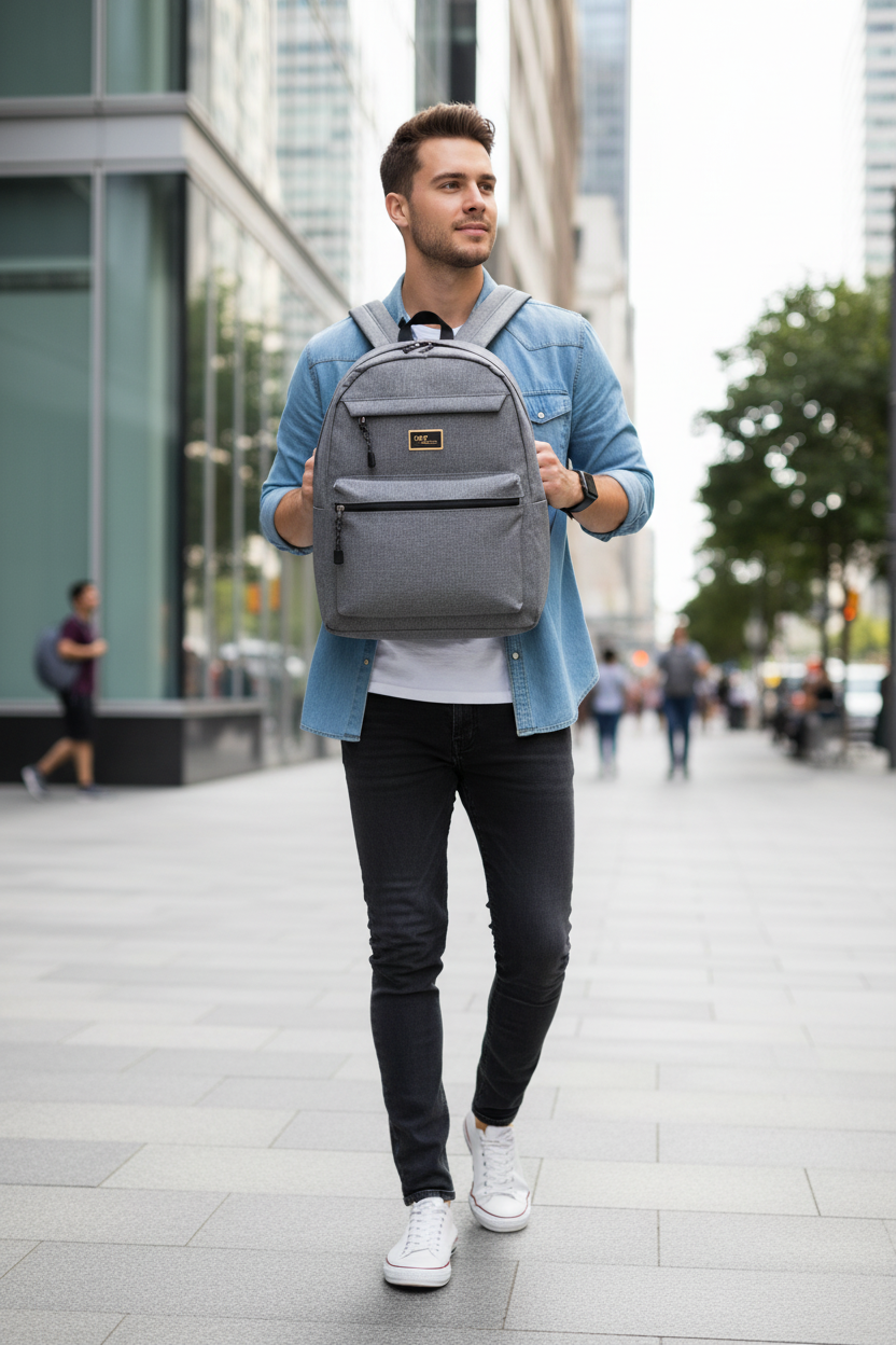 Grey Backpack – Medium | School, Travel & Work