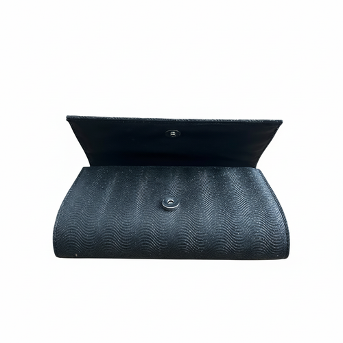 Black Wave Texture Clutch Bag with Chain Strap