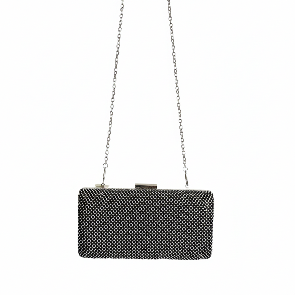 Diamante Clutch Bag with Chain Crossbody Strap